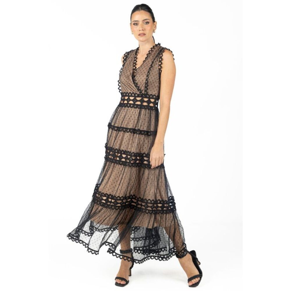 Serena Black Lace Maxi Dress
